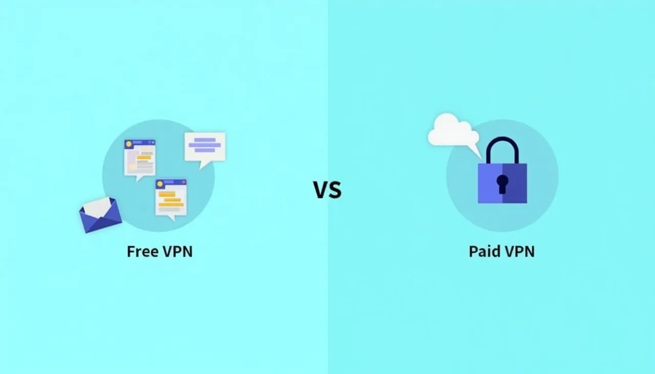 無料VPNと有料VPNを比較するイメージ（広告とプライバシー保護）