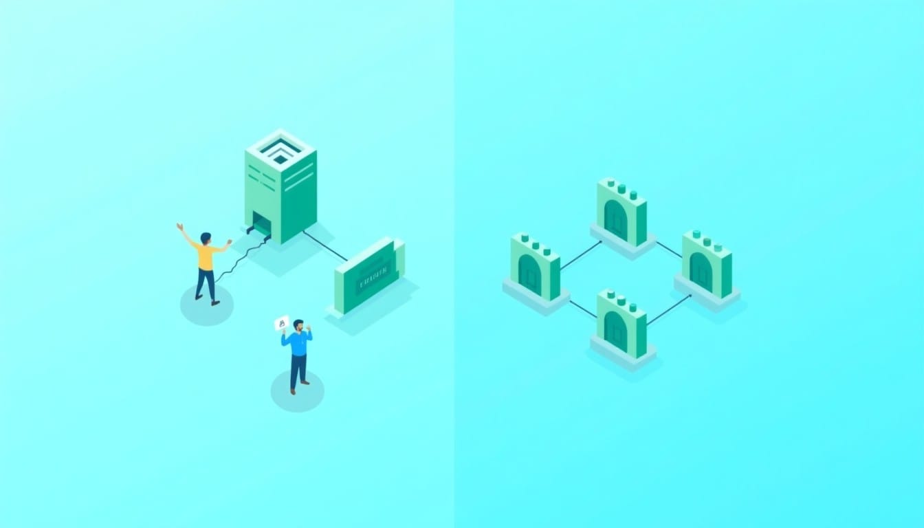 単一ゲート型のアクセスとアプリごとのアクセス制御を比較する概念図