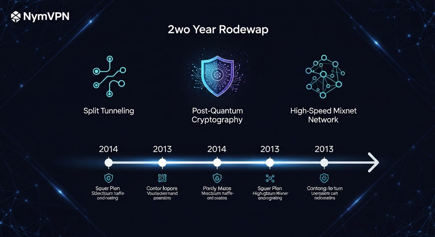 NymVPN 2年間ロードマップ - スプリットトンネリング・PQ暗号・高速Mixnetの3本柱