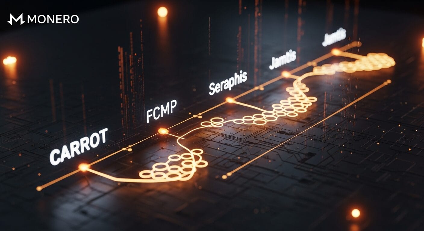 MoneroのアップグレードロードマップとSeraphis/Jamtisの概念図