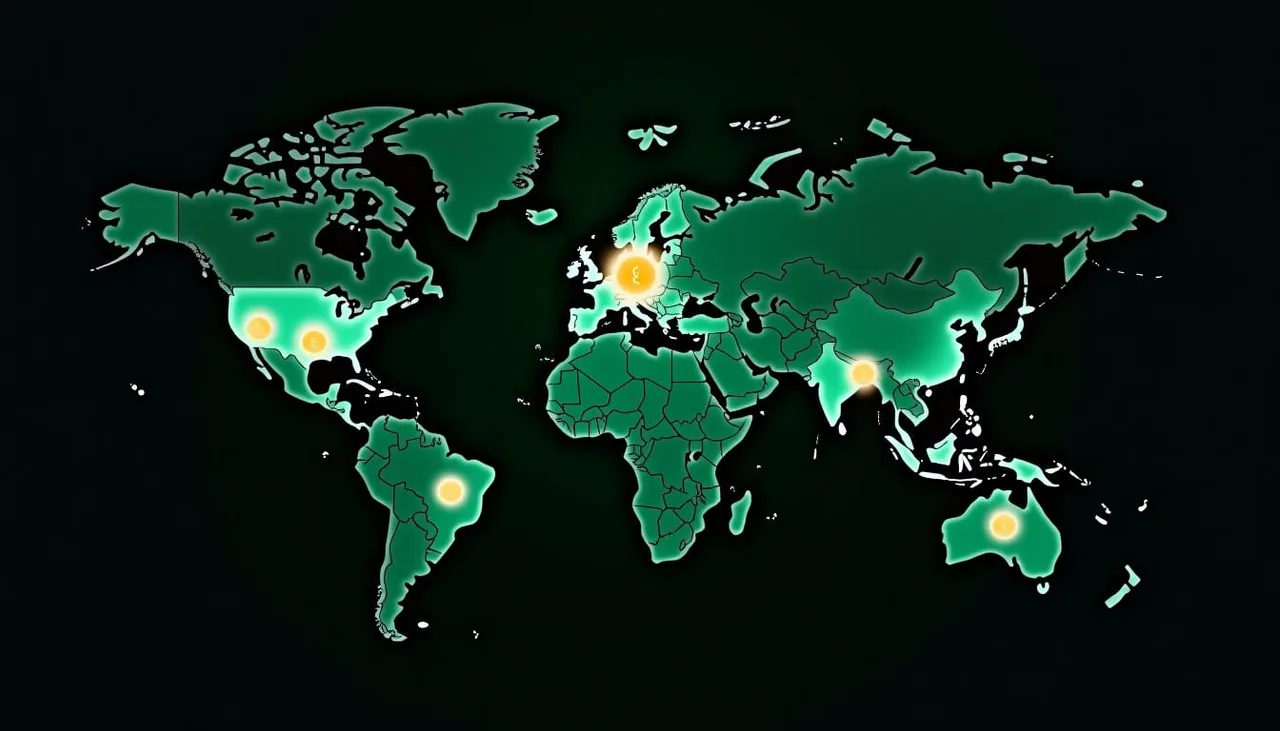MoneroとZcashの規制が強い10カ国を地図で示したアイキャッチ画像